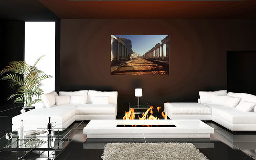 Trajan in the Colonnade of Apamea acrylic print by Storaro Art Collection - Roman emperor with Syrian colonnade architecture in luminous premium wall art
